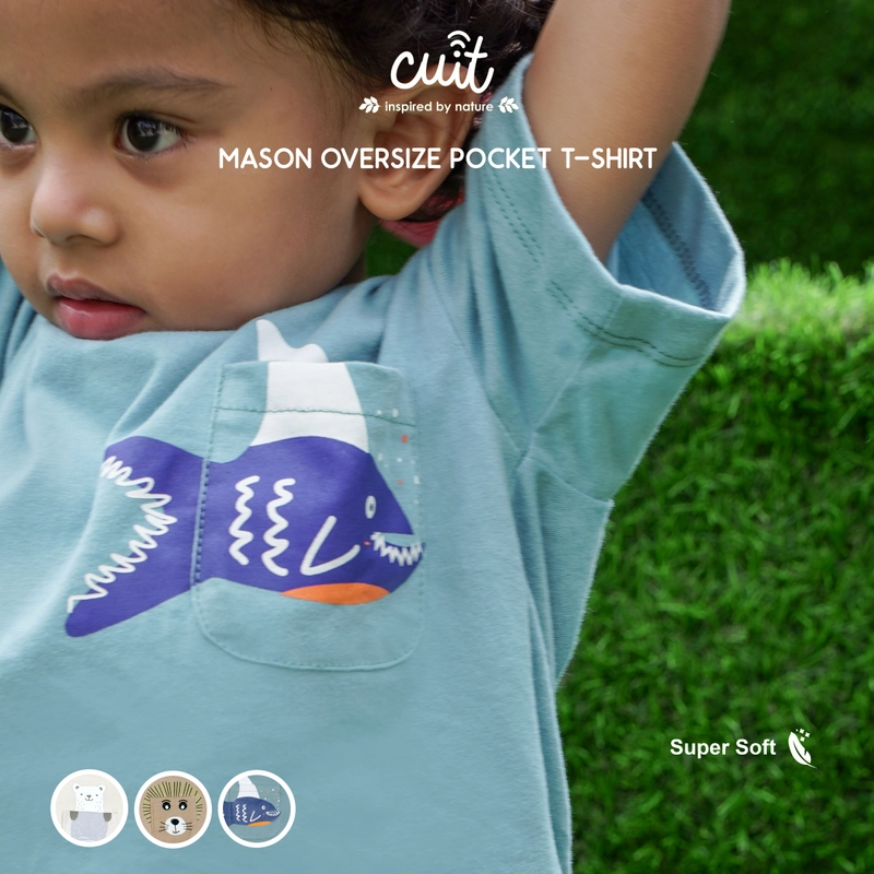 Product image Kintakun Baby - KINTAKUN BABY X CUIT Mason Kaos Tangan Pendek Oversize Pocket T-Shirt Anak 1 - 6 Tah XL (3 - 4 Tahun) Polar Bear