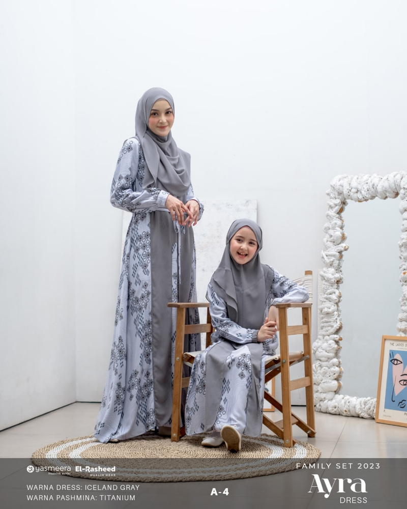 Product image Yasmeera Offical - Baju gamis Ayra Anak S ICELAND GRAY