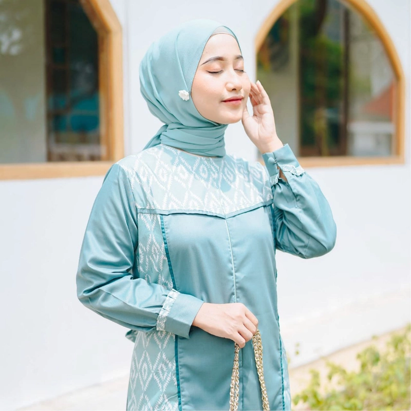 Product image COLLECTION SARJANA - GAMIS MOTIF BATIK - COUPLE GAMIS ALMAS - ORIGINAL - BATIK KATUN PRIMA SANFORIS KEMEJA M ALMAS