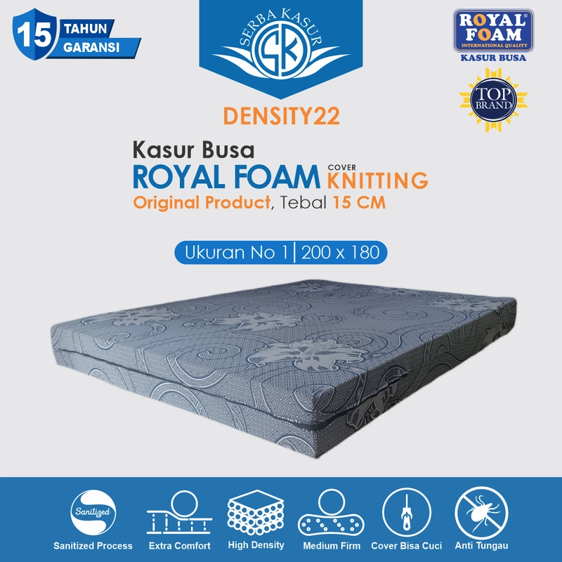 Product image SERBA KASUR - Kasur Busa ROYAL FOAM Cover Knitting Density 22 Tebal 15 Garansi 15 Tahun 200x80x15 Random