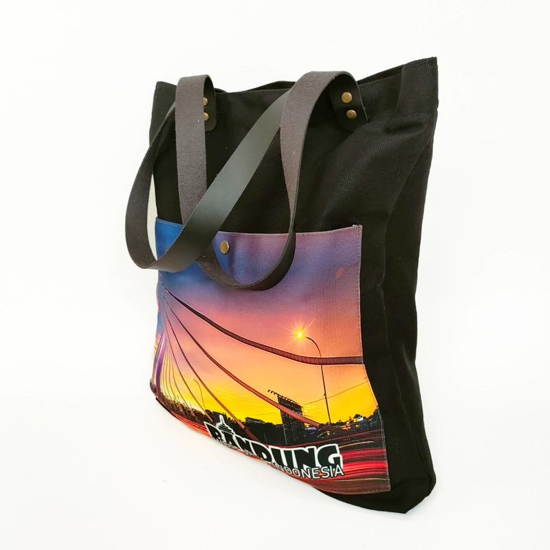 Product image Dewani - Dewani Totebag Canvas Hitam BDG H01 Tas Kanvas Seri Bandung 40x36x5 hitam