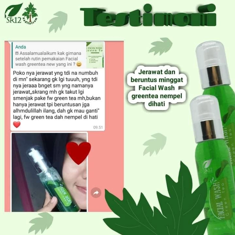 Product image Facial Wash Greentea New Kulit Berjerawat Merawat Kulit Berjerawat Kulit Berminyak / 100 ml Fw Greentea Hijau