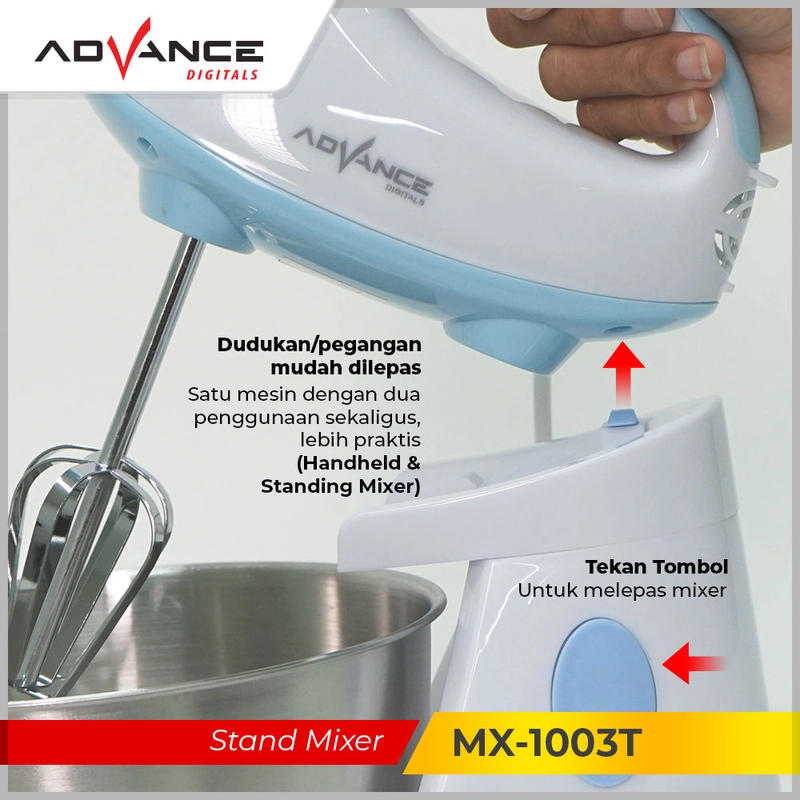 Product image Advance Digitals Indonesia - Stand Mixer MX1003T / MX-1003T Terdapat 7 Kecepatan - 2in1 - Biru