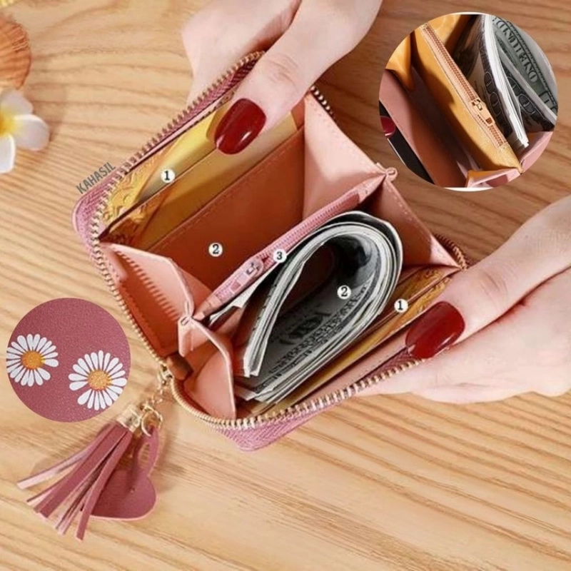 Product image KAHASIL - Dompet Lipat Wanita Kulit PU Leather KHDP30 all variant Abu-abu