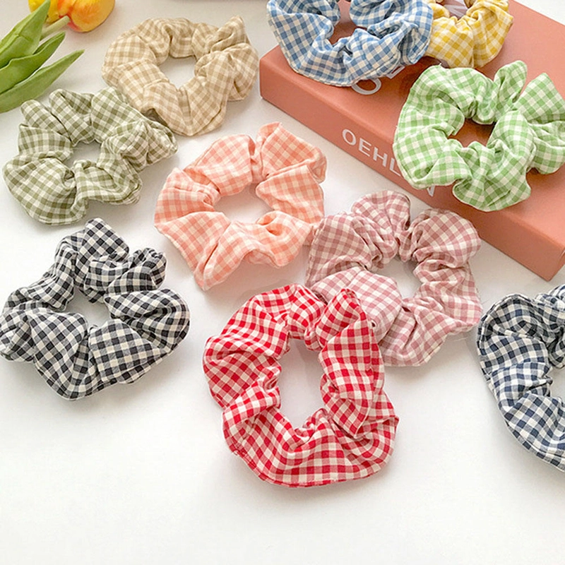 Product image KAHASIL - Ikat Kunciran Iket Rambut Scrunchie Motif Petak KMJAF004 all variant HITAM