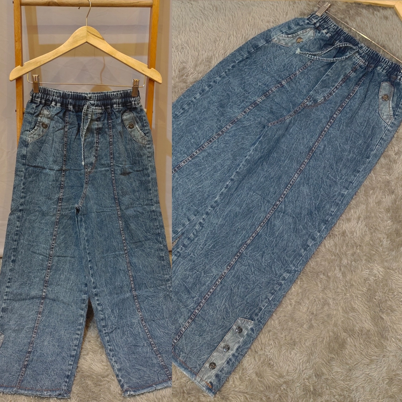 Product image Amha Collection - KULOT JEANS WANITA RAWIS KANCING BLUE SNOW ALL SIZE JAHIT TGH KCG BAWAH