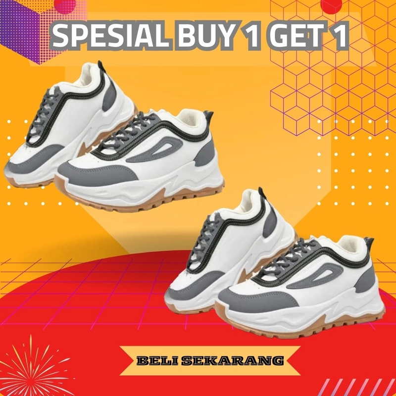 Product image LUXIA - Buy 1 Get 1 Sepatu Kets Sneakers Wanita Korean Shoes KP-01 36 Grey