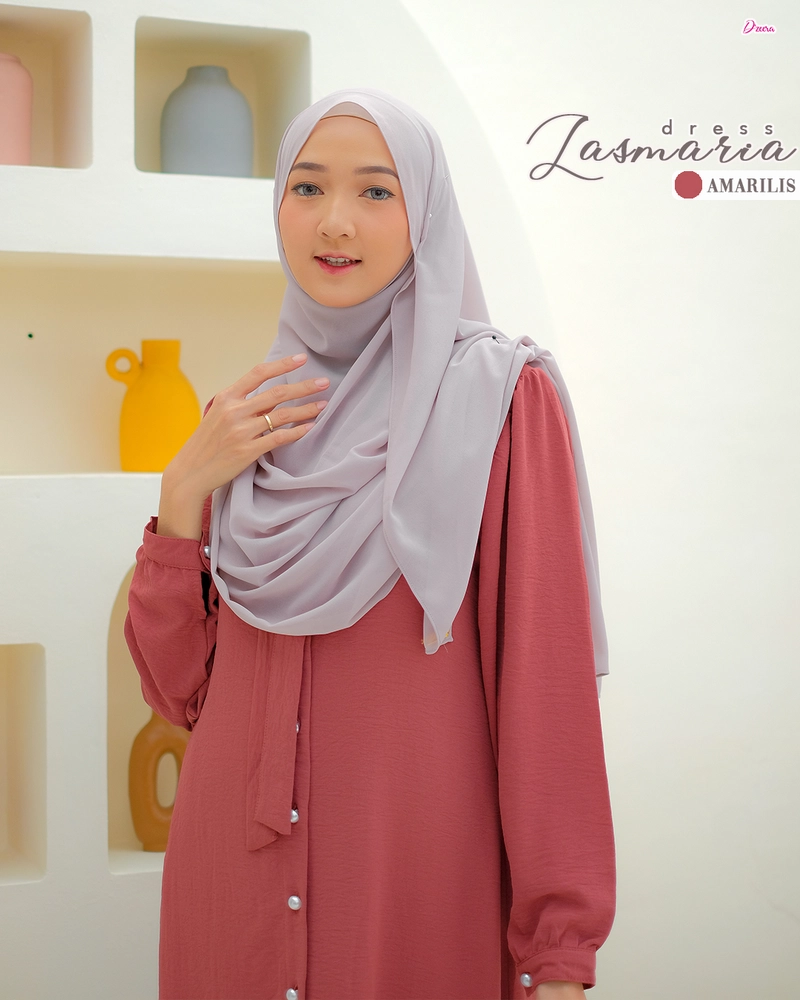 Product image Dzeera - LASMARIA DRESS / gamis polos crincle airflow S AMARILIS