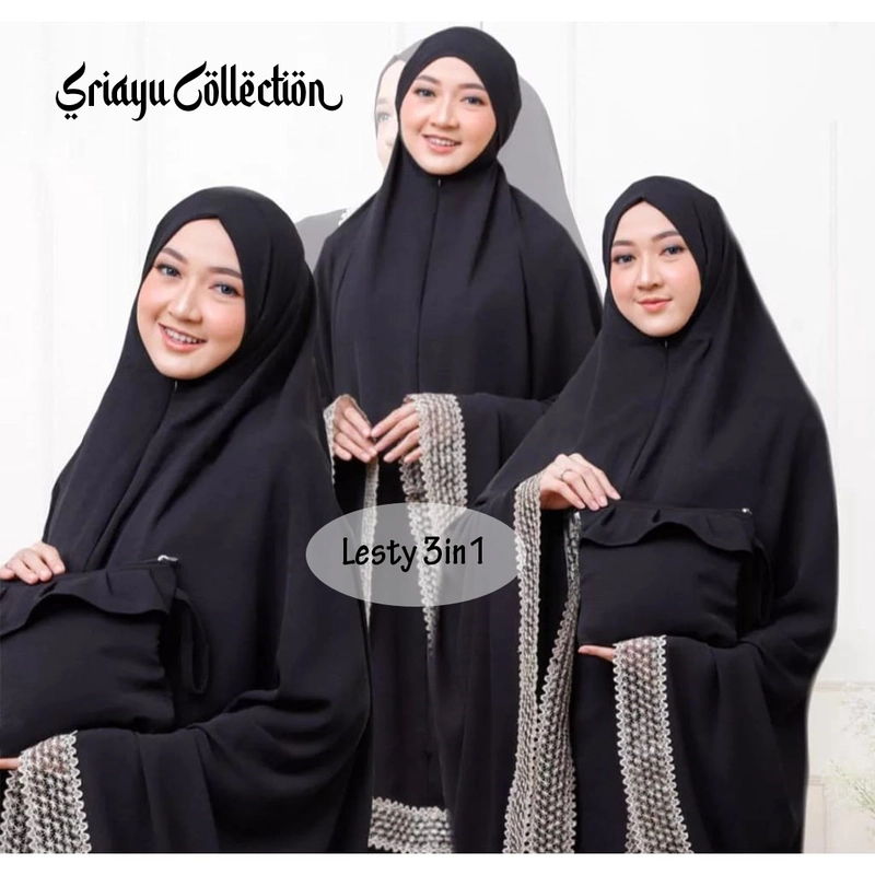 Product image SRIAYU COLLECTION - Mukena Lesty 3 IN 1 Best Seller ALL SIZE HITAM