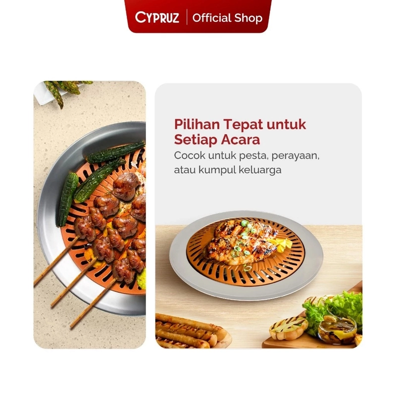 Product image Cypruz Official - Cypruz BBQ Round Gold Plating TG-0320 XL STAINLESS STEEL