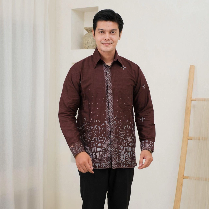 Product image Batik Mafaza - Atasan Batik Terviral Coupel bisa beli terpisah Terbaru Motif sutena mahogany M Kemeja sutena mahoga