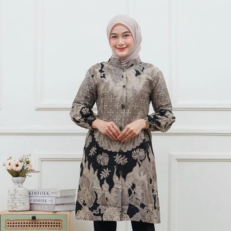 Product image Kois Batik - Batik Wanita Tunik Kekinian Modern Motif Laura M Laura hitam