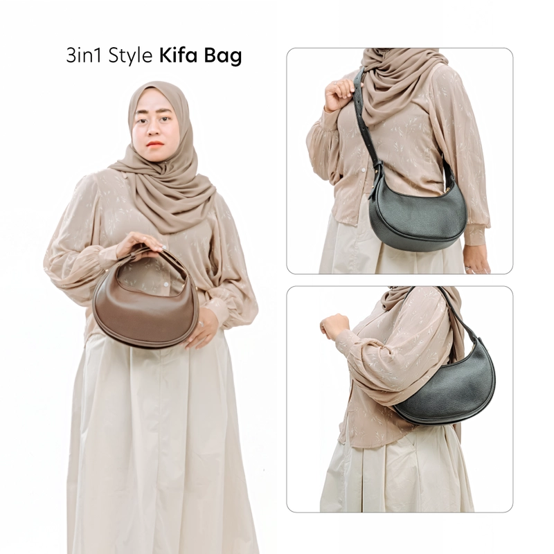 Product image Hirakiya id -Kika 3in1 Tas Wanita Selempang Underarm Bag Shoulder Bag Bahu Madeline Leather2 28x21x7cm Sage Green