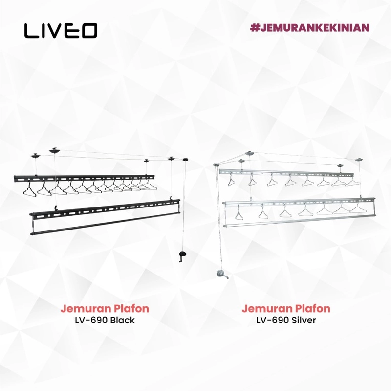 Product image Liveo - Jemuran Lifting Baju Alumunium Liveo LV-690 SILVER / Jemuran Plafon 4000 silver