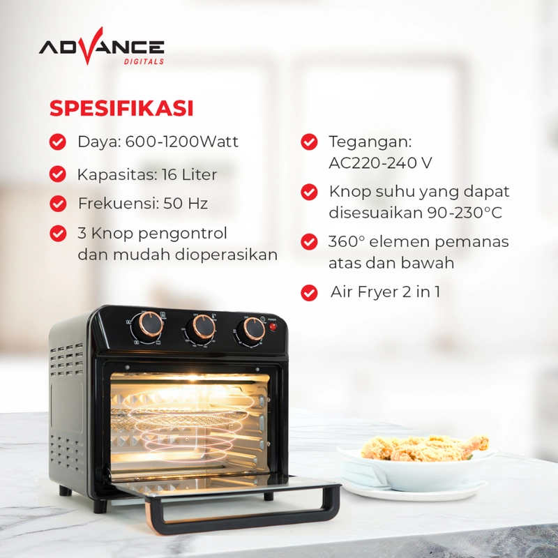 Product image Advance Digitals Indonesia - Air Fryer Oven ADF-160AW 16 Liter Multifungsi Untuk Memasak Dan Memanggang - Default