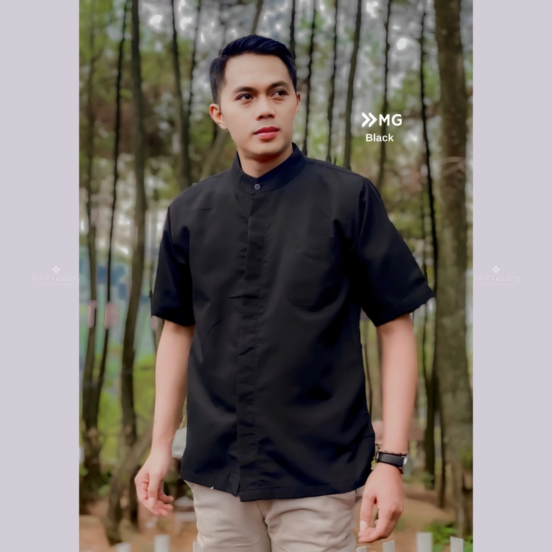 Product image [CUCI GUDANG] Baju Koko Kemeja Adnan Kemko Casual Daily (Premium Quality) S Black