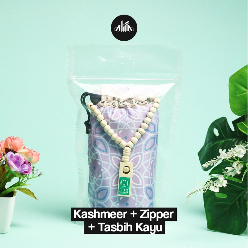 Product image Alifa Sajadah Shop - Sajadah Travel Kashmir Free Zipper Souvenir Sajadah 90 gram Zipper + Tasbih