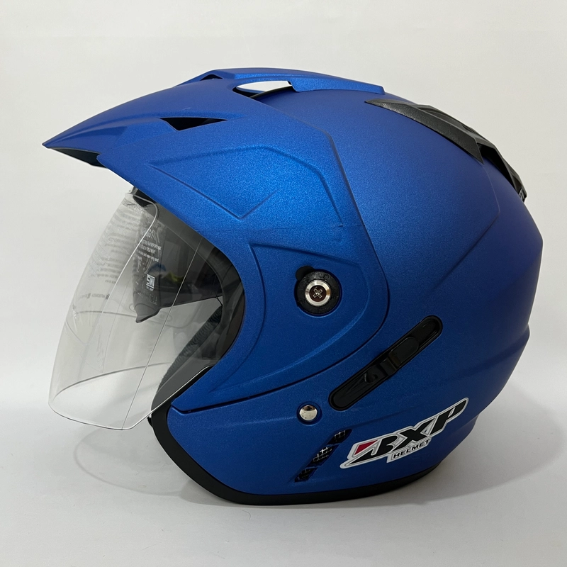 Product image CRX Helmet - Helm JP7 Biru Doff - Double Visor (Kaca Clear & Smoke) Helm SNI Helem Dewasa L JP7 Biru Doff