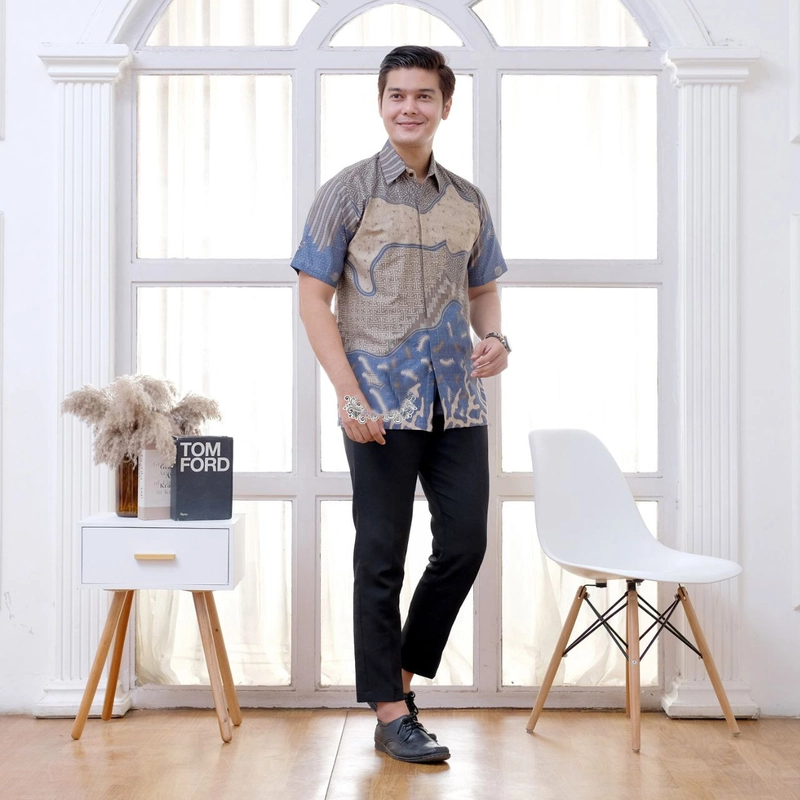 Product image Ks muslim fashion - Kemeja Batik Pria Lengan Pendek Terbaru Motif inara M Hem inara biru