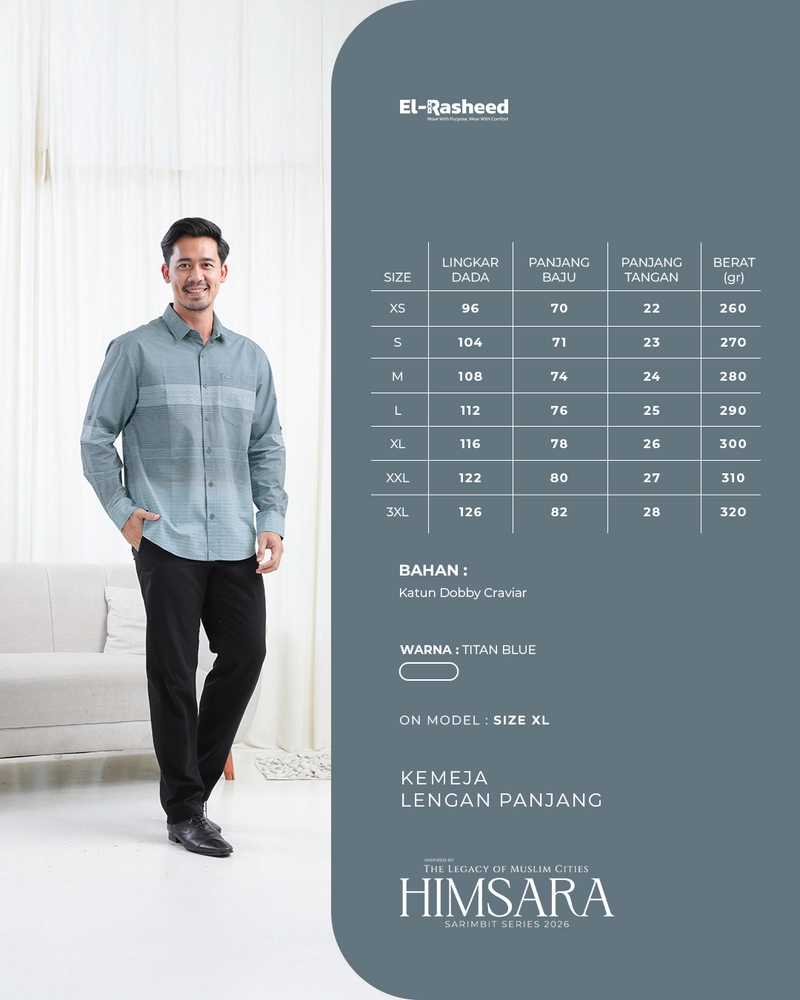 Product image Yasmeera Official - SARIMBIT 2026 HIMSARA SERIES WARNA TITAN BLUE XS KEMEJA ANAK