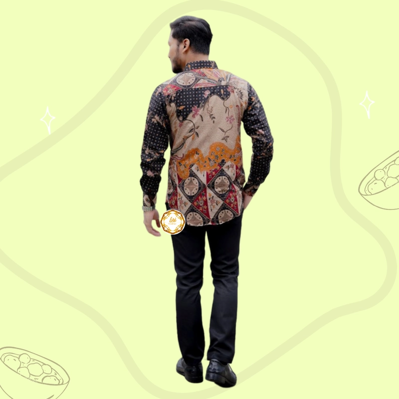 Product image Rambe Batik Indonesia - Batik Couple Alesyah Terbaru dan Modern - Bisa Beli Pisah Hitaam Lasem Kemeja Saja Size M Alesyah Motif B