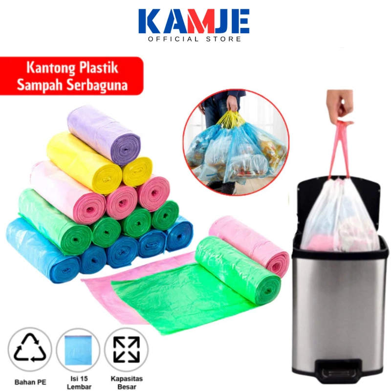 Product image KAMJE Kantong Plastik Tempat Sampah Besar Roll Dengan Tali Pengikat KMJ076 KMJ076 NON TALI