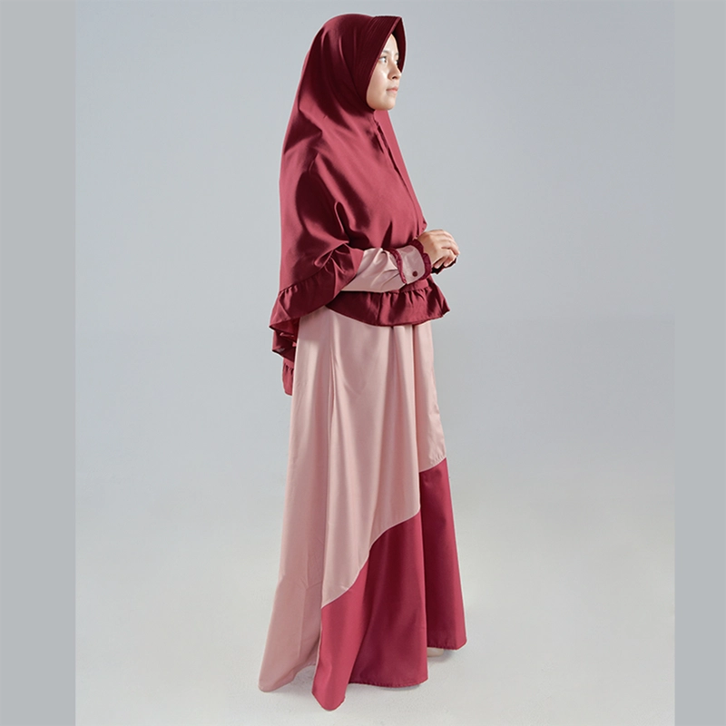 Product image Baju Busana Dres Dress Gamis Wanita Dewasa Simple Simpel Kondangan Lebaran Pink Dusty Merah Maroon L Pink Dusty Maroon