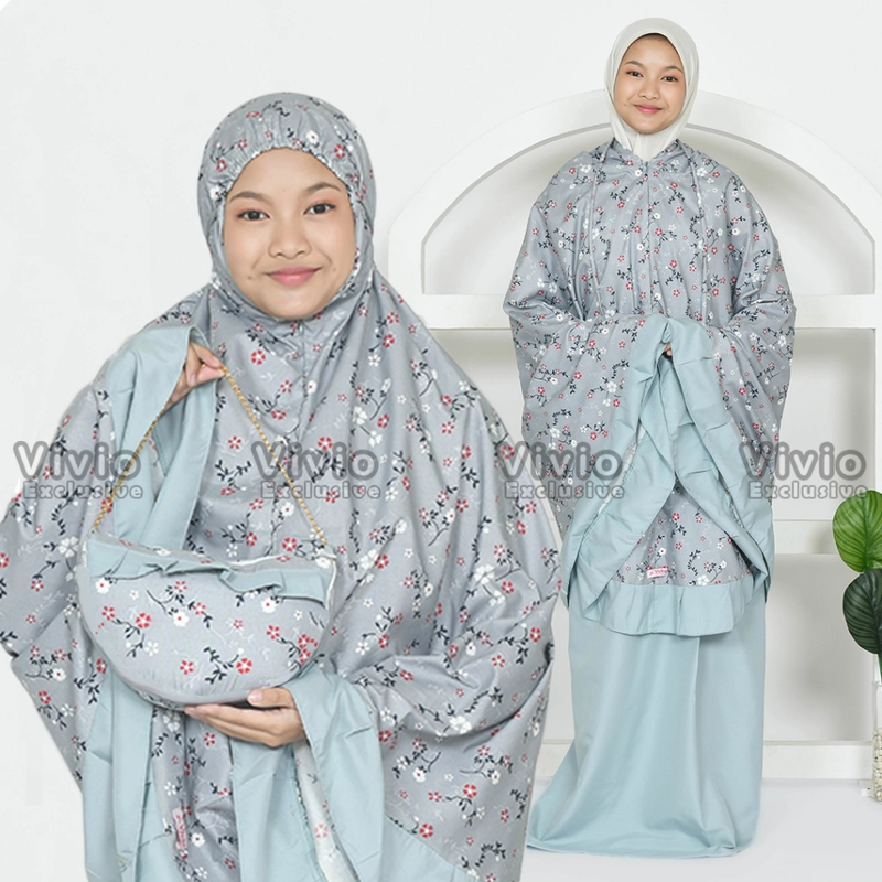 Product image Vivio Kids - Mukena Anak 2 in 1 Katun Premium Motif Bunga Resleting Dagu Usia 2-15 Tahun Mukena Zahira M (3-6 thn) BeautyCherry-Minty