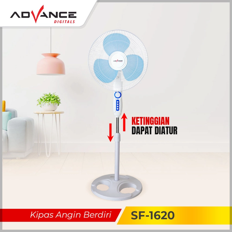 Product image Advance Digitals Indonesia - Kipas Angin SF-1620 / SF1620 16 inch Stand Fan - Biru