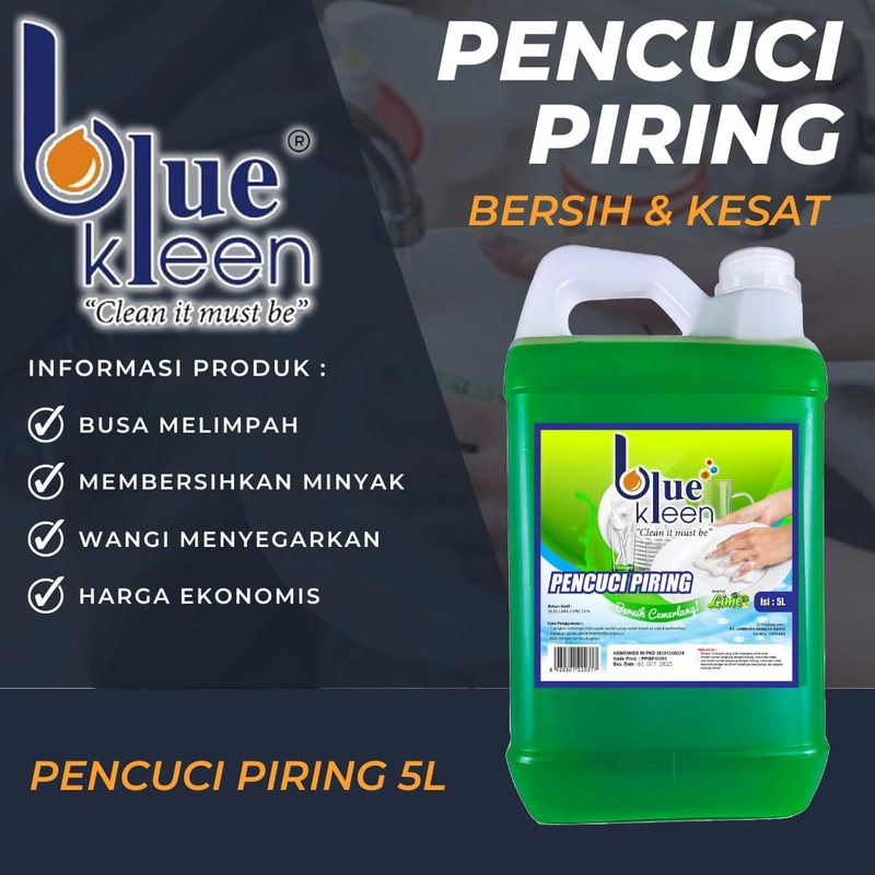 Product image Pencuci Piring BlueKleen (1 Liter) - ( 2 Botol 500 ml) 500 ML Lime