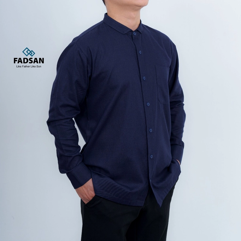 Product image FADSAN - Kemeja Koko Ayah & Anak Polos Lengan Panjang Warna Navy - Veezy Series SIZE ANAK XS VEEZY NAVY