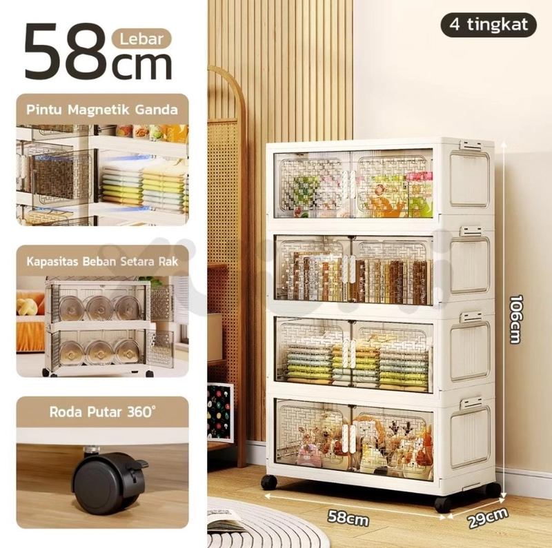 Product image Rizki Electronics - Yuumi Lemari Plastik Susun Besar 5 tingkat putih