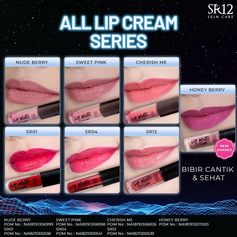 Product image SR12 Lip Cream Matte Warna Pigmented Tahan Luntur 2gr 01 Red