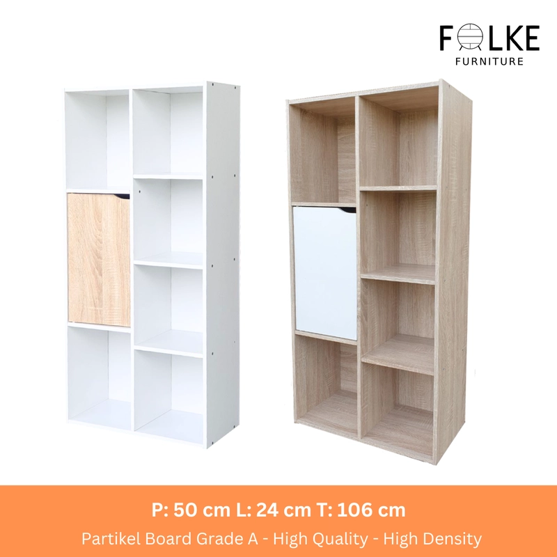 Product image Stella Lemari Buku Kayu Rak Buku 7 Susun Serbaguna RSG 7 Pintu Minimalis 15000g Non Pintu Sonoma