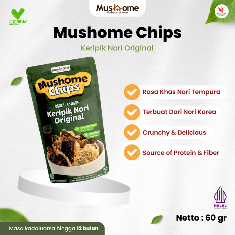 Product image Mushome Official - Keripik Nori Rasa Original / Kaya Serat / Sumber Protein / Gluten Free 60gr Original