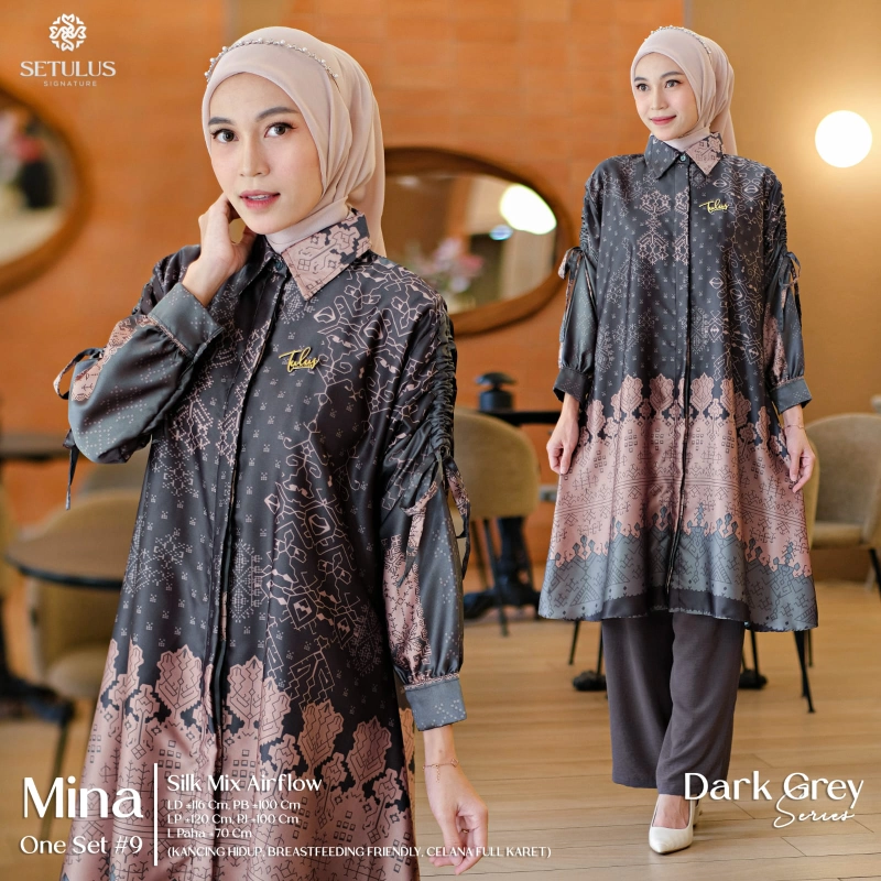 Product image Griya Busanaku Solo - Mina #9 setelan wanita terbaru original brand All Size Dark grey