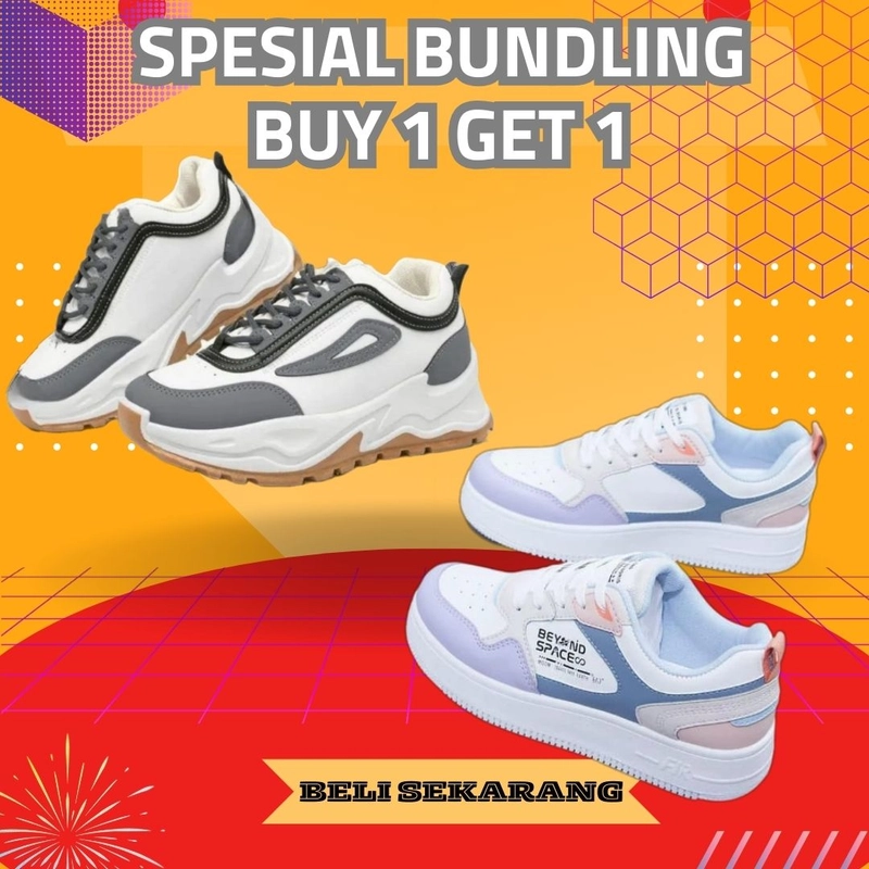 Product image Koekita - Paket Bundling Buy 1 Get 1 Sepatu Kets Sneakers Wanita KP-01 & Beyound Space 36 GREY & UNGU