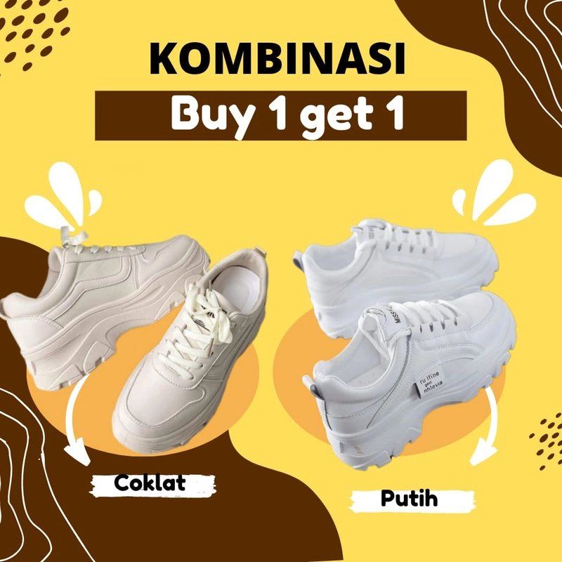 Product image Koekita - Buy 1 Get 1 Kombinasi Sepatu Kets Sneakers Wanita Sport Nhtevia & GM-210 40 COKLAT &PUTIH
