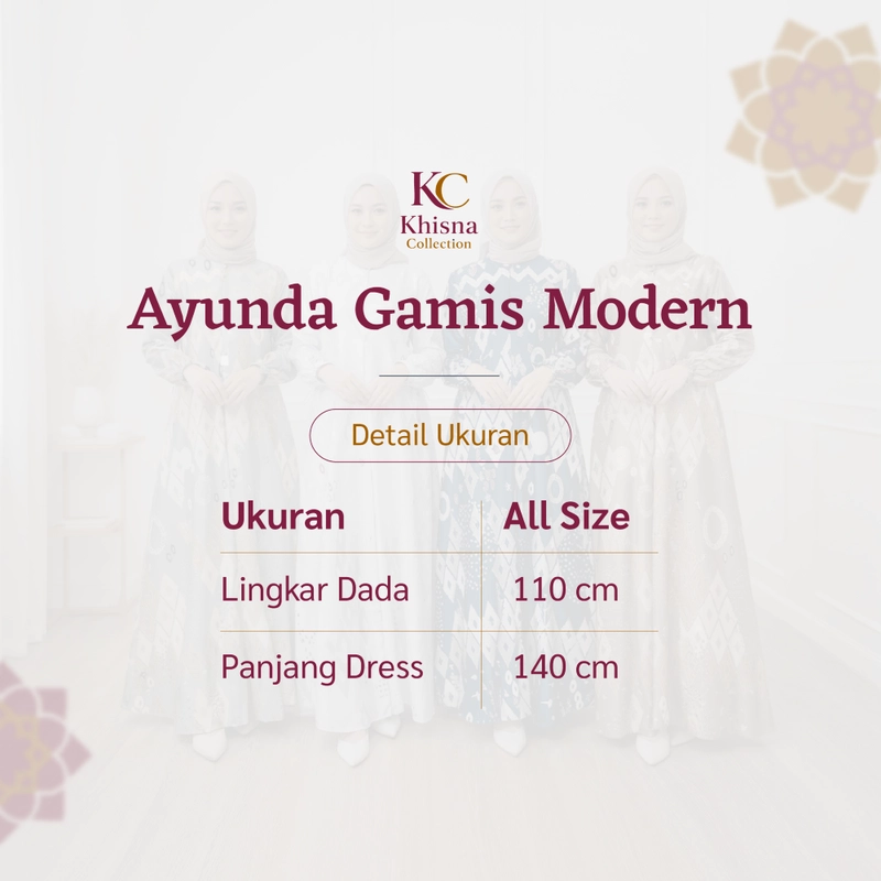 Product image Khisna collection - Ayunda Gamis Modern Kekinian Cantik Banget Allsize 110cm Ayunda 1