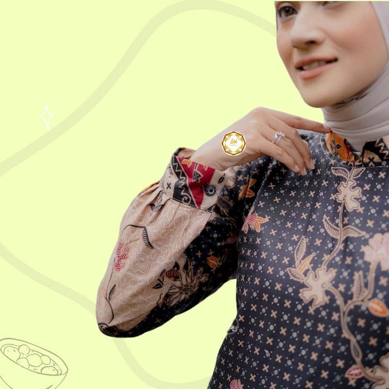 Product image Rambe Batik Indonesia - Batik Couple Alesyah Terbaru dan Modern - Bisa Beli Pisah Hitaam Lasem Kemeja Saja Size M Alesyah Motif B
