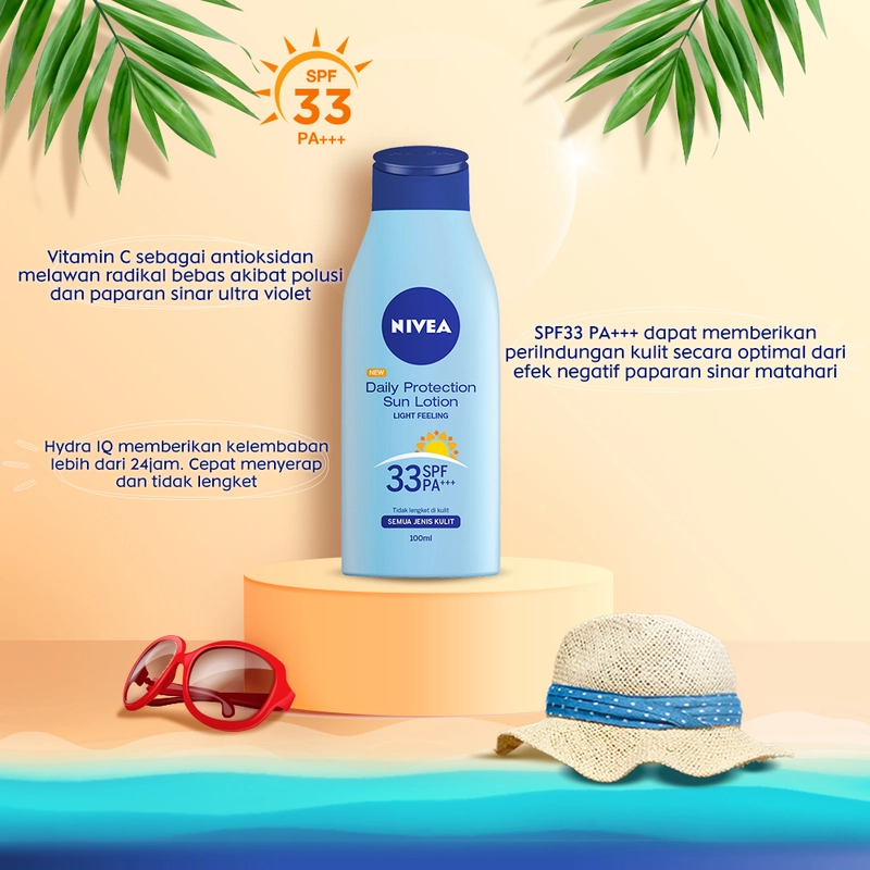 Product image Nivea - NIVEA Daily Protection Sun Lotion SPF33 100ml Biru