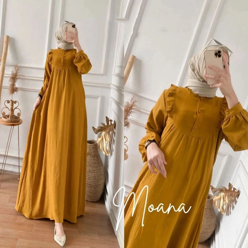 Product image MEQA DAILY - MEGA DAILY - Gamis Wanita Moana Dress Bahan Hyget Super Kuning