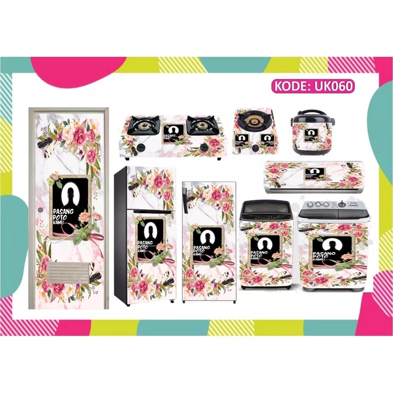 Product image Pusat Advertising - Stiker UK060 motif bunga kompor 1 dan 2 tungku magicom kulkas mesincuci pintu WC dan AC UK060 1TUNGKU