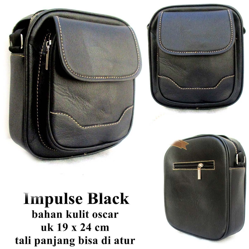 Product image Tas selempang Simpel Kulit Oscar Pria Model Impulse Medium Black