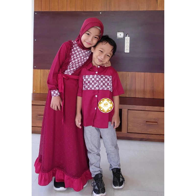 Product image Batik Couple Set Keluarga Ayuma Maroon Premium Bisa Beli Pisah Hem Anak XL Maroon
