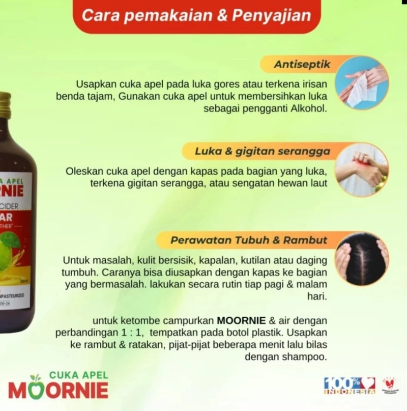 Product image ABUSA HERBAL - Cuka Apel Moornie Raw Apple Cider Vinegar With The Mother 330 ml Asam