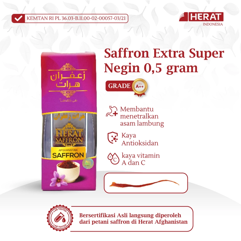 Product image Herat Saffron Indonesia - [BELI 2 SAFFRON GRATIS 1 TUMBLER] Herat Saffron Afghanistan - Premium Super Negin 0,5 gr Merah