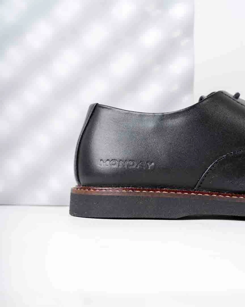 Product image MNDY Footwear - Oxford Black GL ( Genuine Leather ) - Sepatu Pantofel Formal Kulit Asli Hiram Unisex 38 Kulit Asli