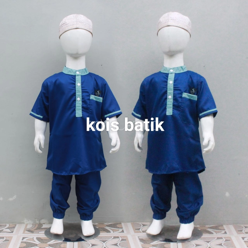 Product image Kois Batik - Baju anak setelan anak celana dan baju lucu banget M Biru bca