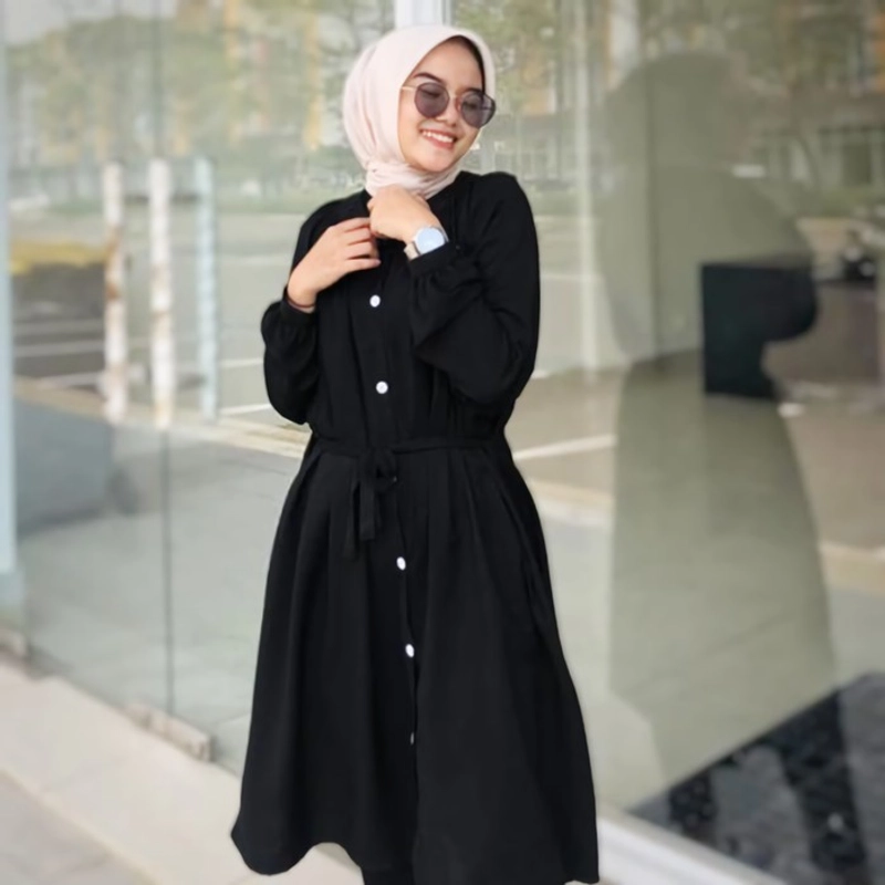 Product image Jembar - Tunik Rayon Viscose Hitam Panjang Premium Yara Dewasa Hitam